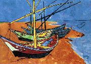Boats on the Beach of Saintes-Maries, Vincent Van Gogh